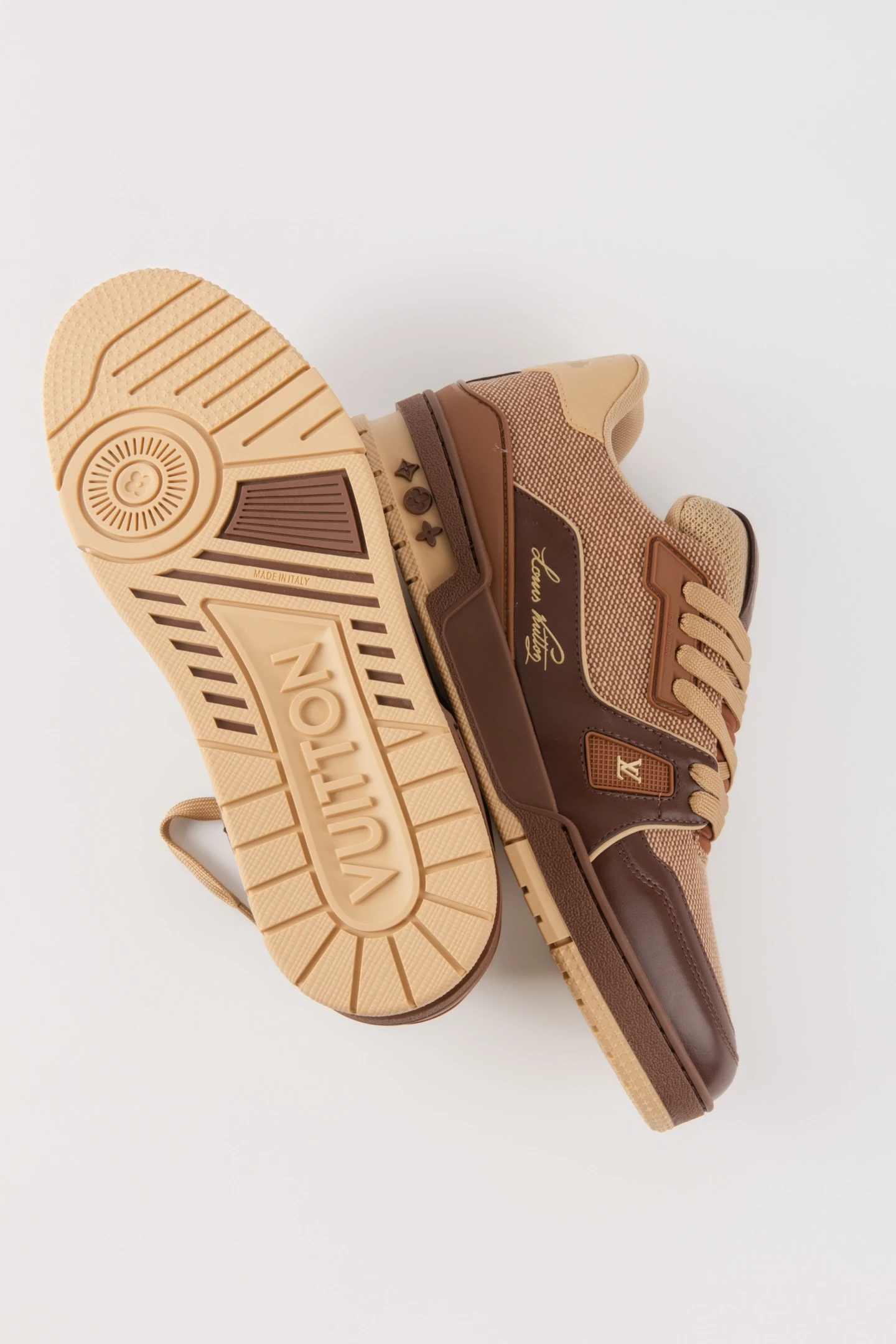 Louis Vuitton Brown & Beige Luxury Casual Sneakers – Premium Designer Streetwear Shoes