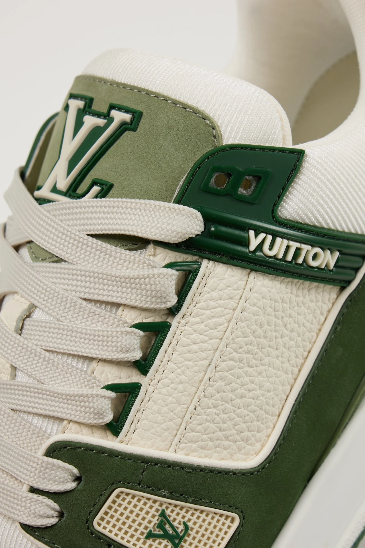 Louis Vuitton Cream White & Forest Green Low-Top Luxury Sneakers for Men & Women