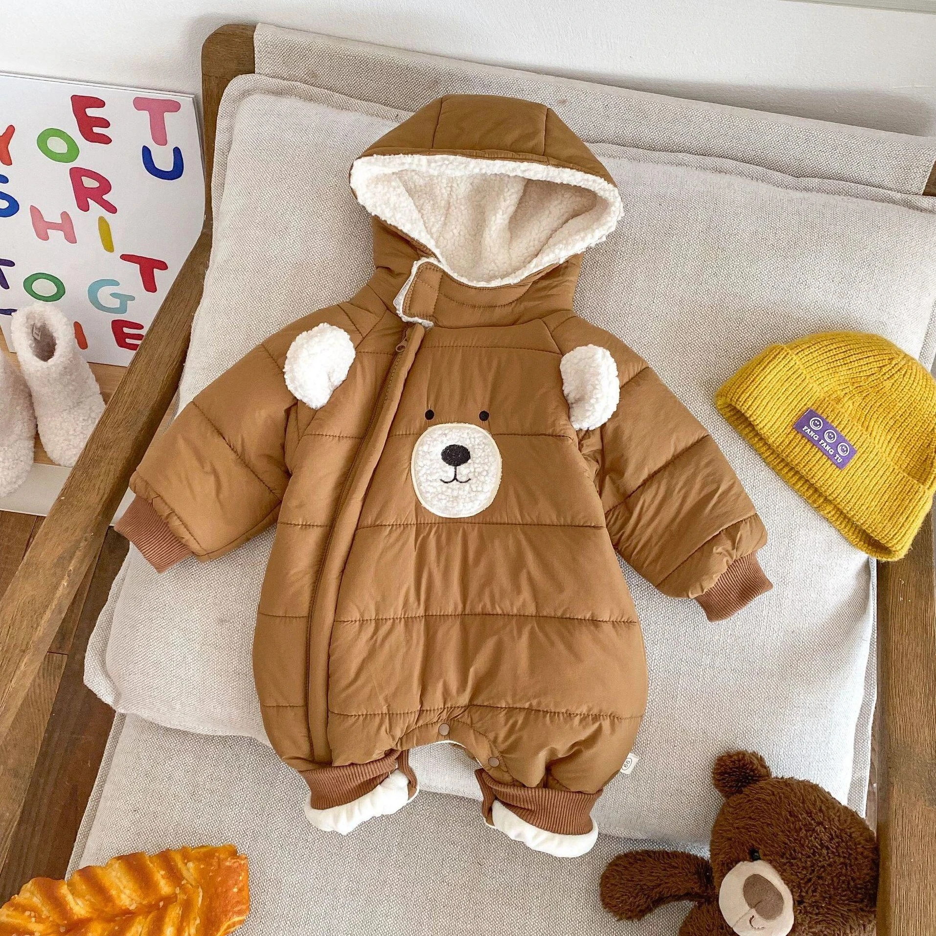 Cozy Insulated Cotton Toddler Overalls - Warm Winter Snowsuit Jumpsuit
