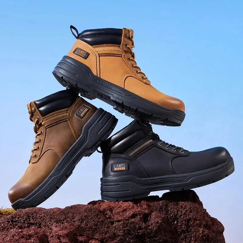 Golden Camel Men's Waterproof Hiking Boots - Thick-Soled, Non-Slip Genuine Leather Retro Winter Shoes