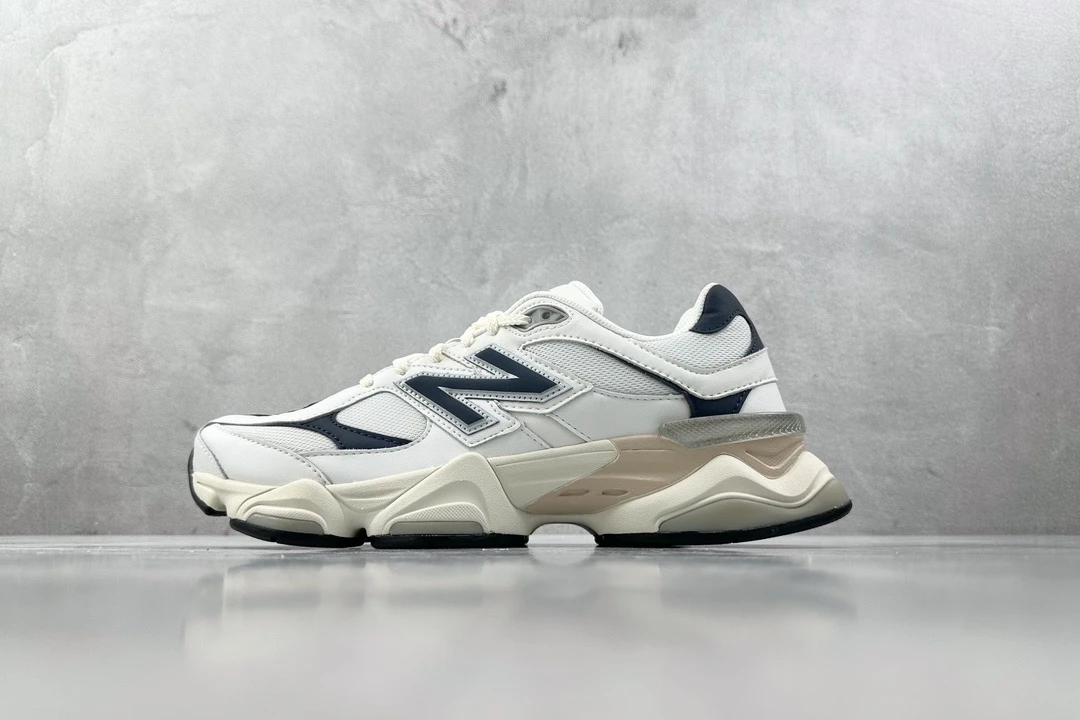 New Balance White Navy Chunky Sneakers