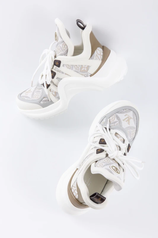 Louis Vuitton Archlight Monogram Sneakers – Ivory Beige Luxury Platform Shoes