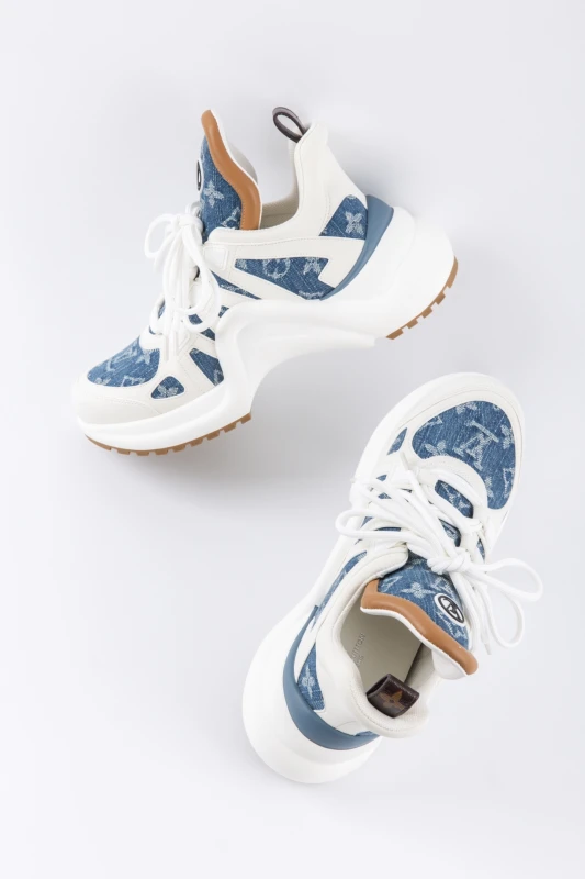 Louis Vuitton Denim Platform Sneakers – Blue Monogram Chunky Luxury Shoes