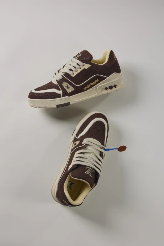 Louis Vuitton Dark Brown Monogram Embossed Low-Top Sneakers