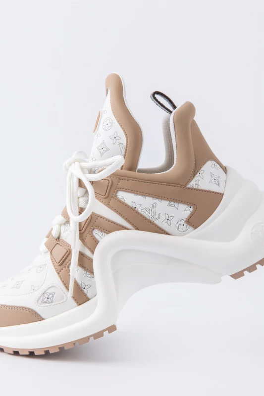 Louis Vuitton Nude Monogram Wave Platform Sneakers – Luxury Chunky Designer Trainers