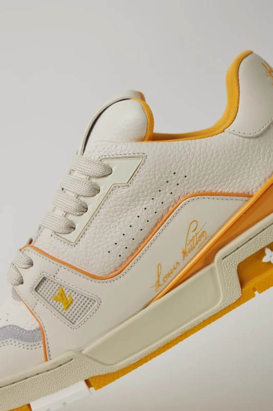 Louis Vuitton White & Yellow Luxury Fashion Sneakers