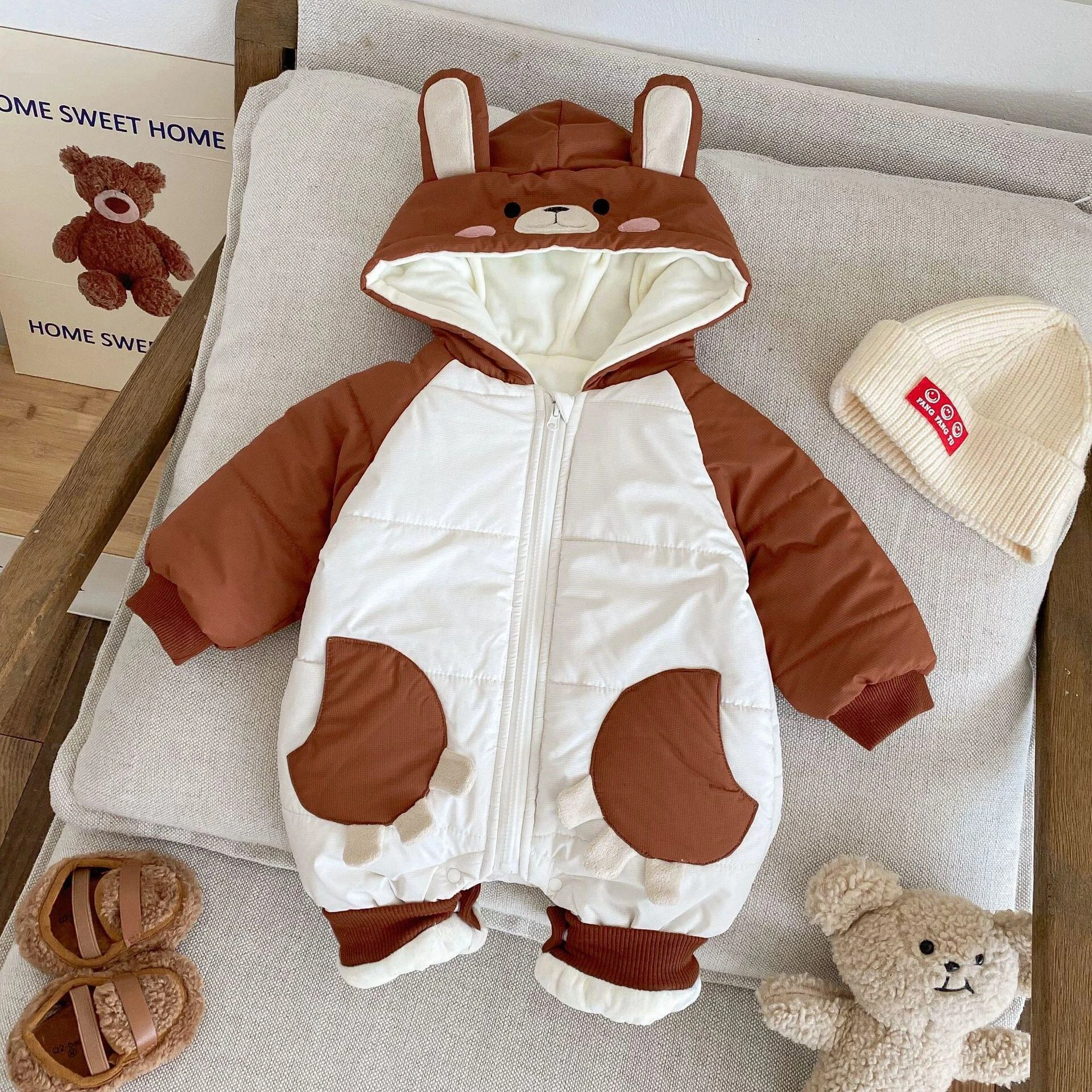 Cozy Insulated Cotton Toddler Overalls - Warm Winter Snowsuit Jumpsuit