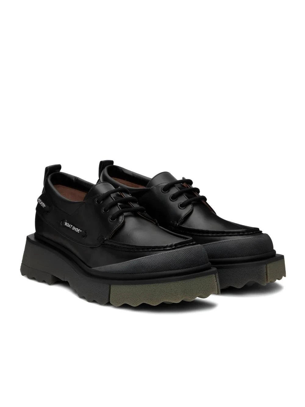 Off-White Black Leather Lace-Up & Monkstrap Shoes with Military Green Details