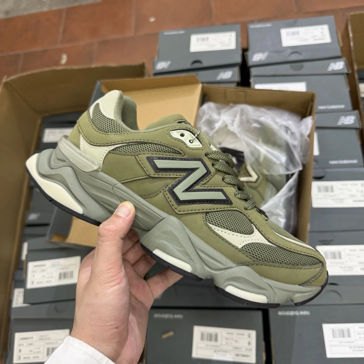 New Balance Olive Green Chunky Sneakers