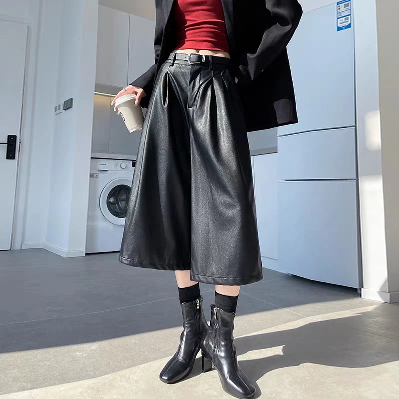 Women's Genuine Leather Pants - High-Waisted, Slim Fit, Luxury Fashion Trousers