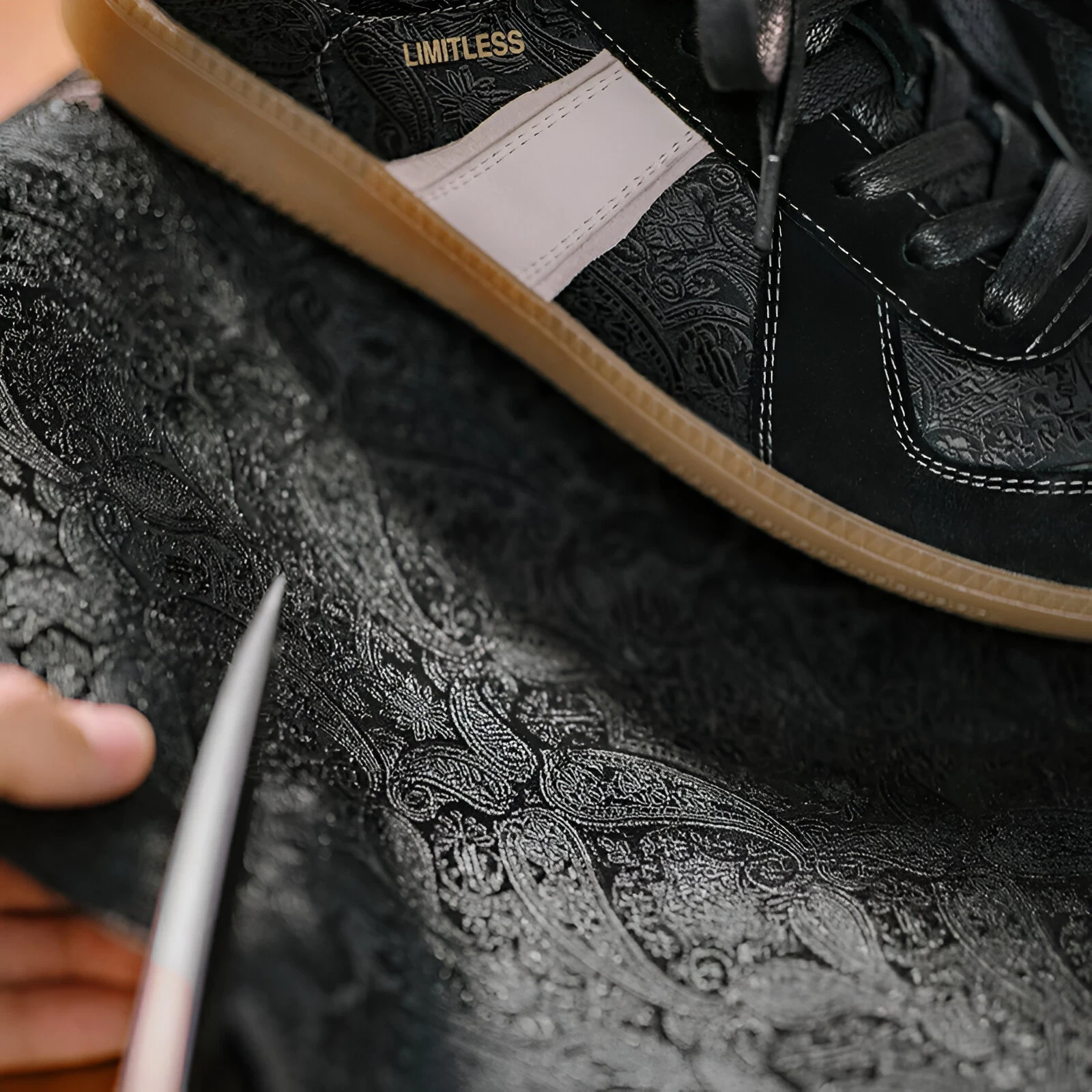 Vintage Black Silk Casual Sneakers for Men – Classic German Trainer Style