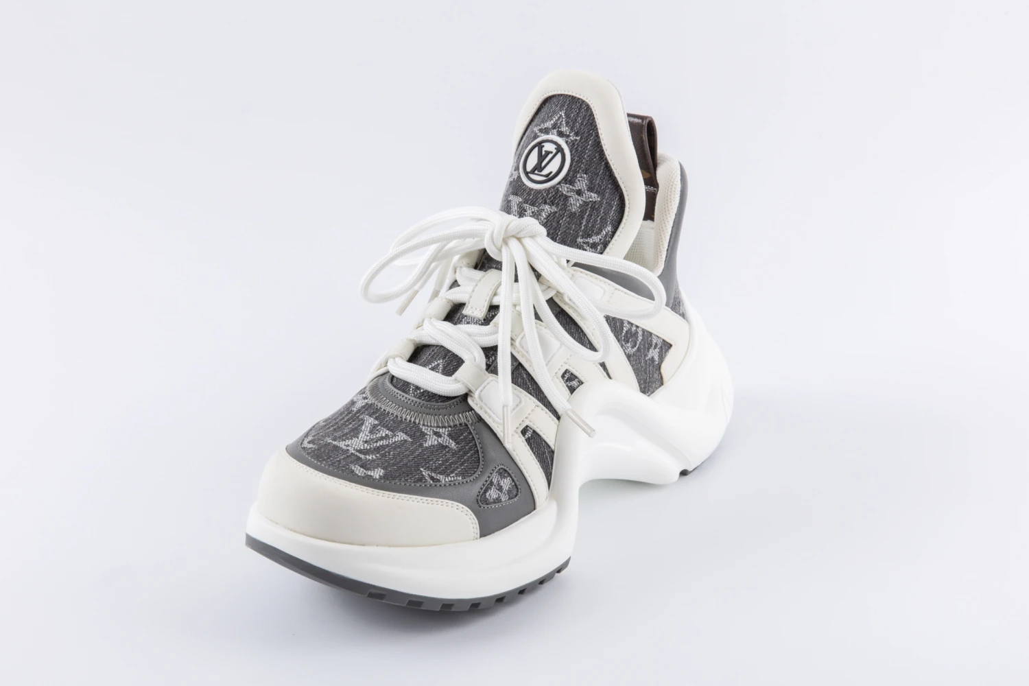 Louis Vuitton Archlight Grey Monogram Sneakers – White Charcoal Platform Shoes
