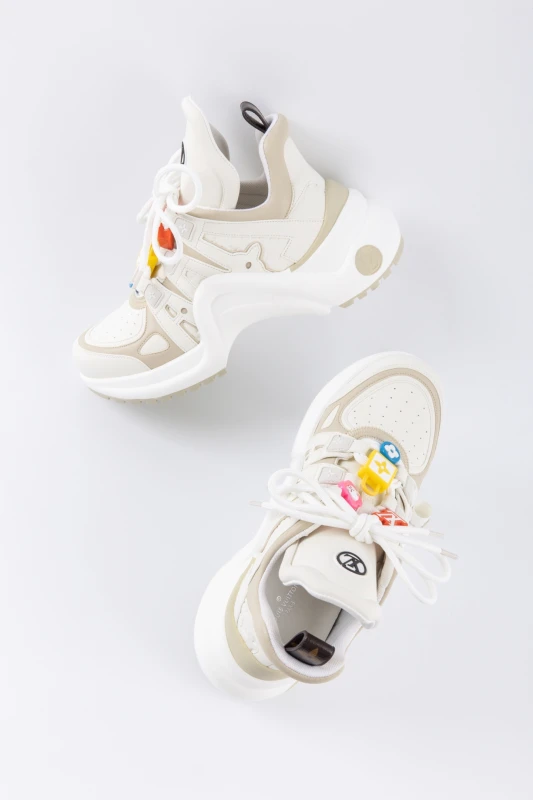 Louis Vuitton Cream Charm Platform Sneakers – Ivory Beige Luxury Trainers