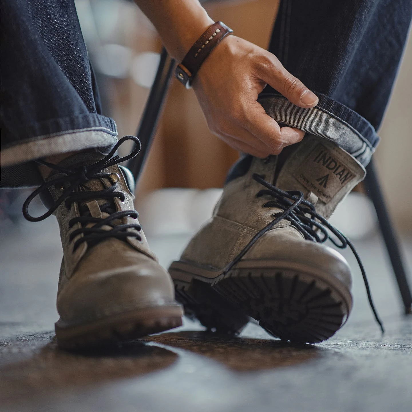 Men's Retro Work Boots - Genuine Leather High Top Desert Boots