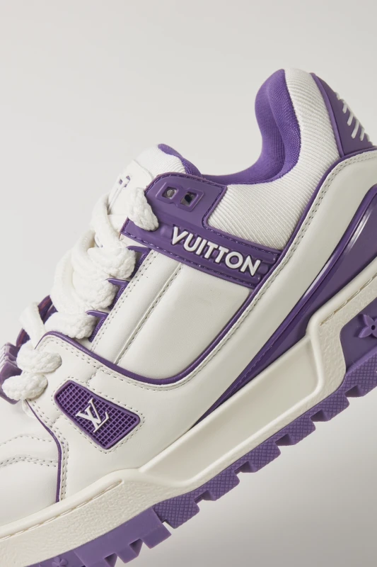 Louis Vuitton Leather Trainer Sneakers – White & Purple Luxury Streetwear Shoes