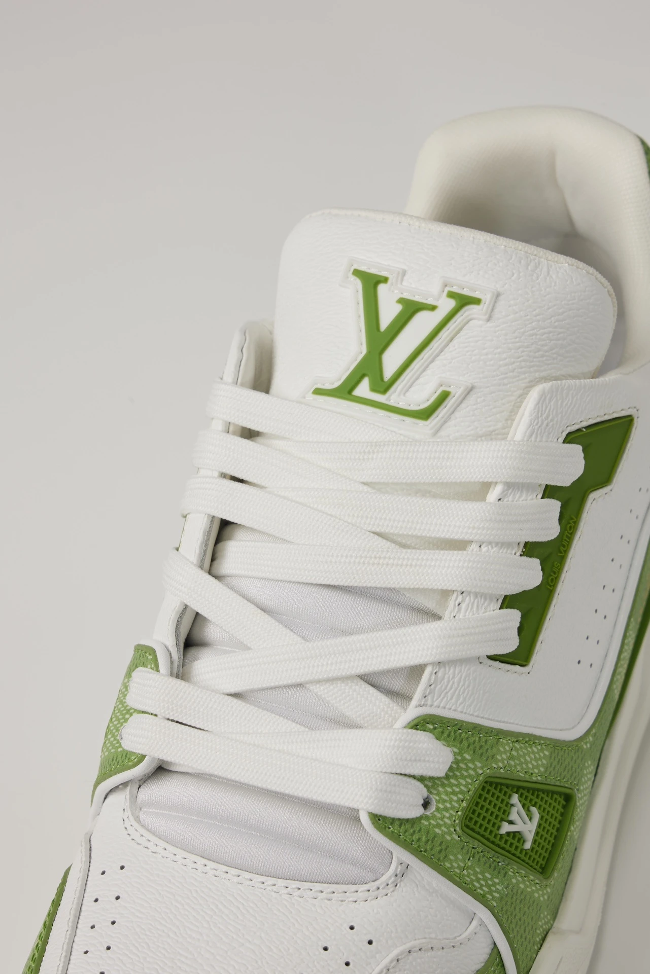 Louis Vuitton White & Green Monogram Low-Top Sneakers