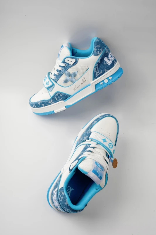 Louis Vuitton Monogram Sky Blue and White Luxury Designer Sneakers