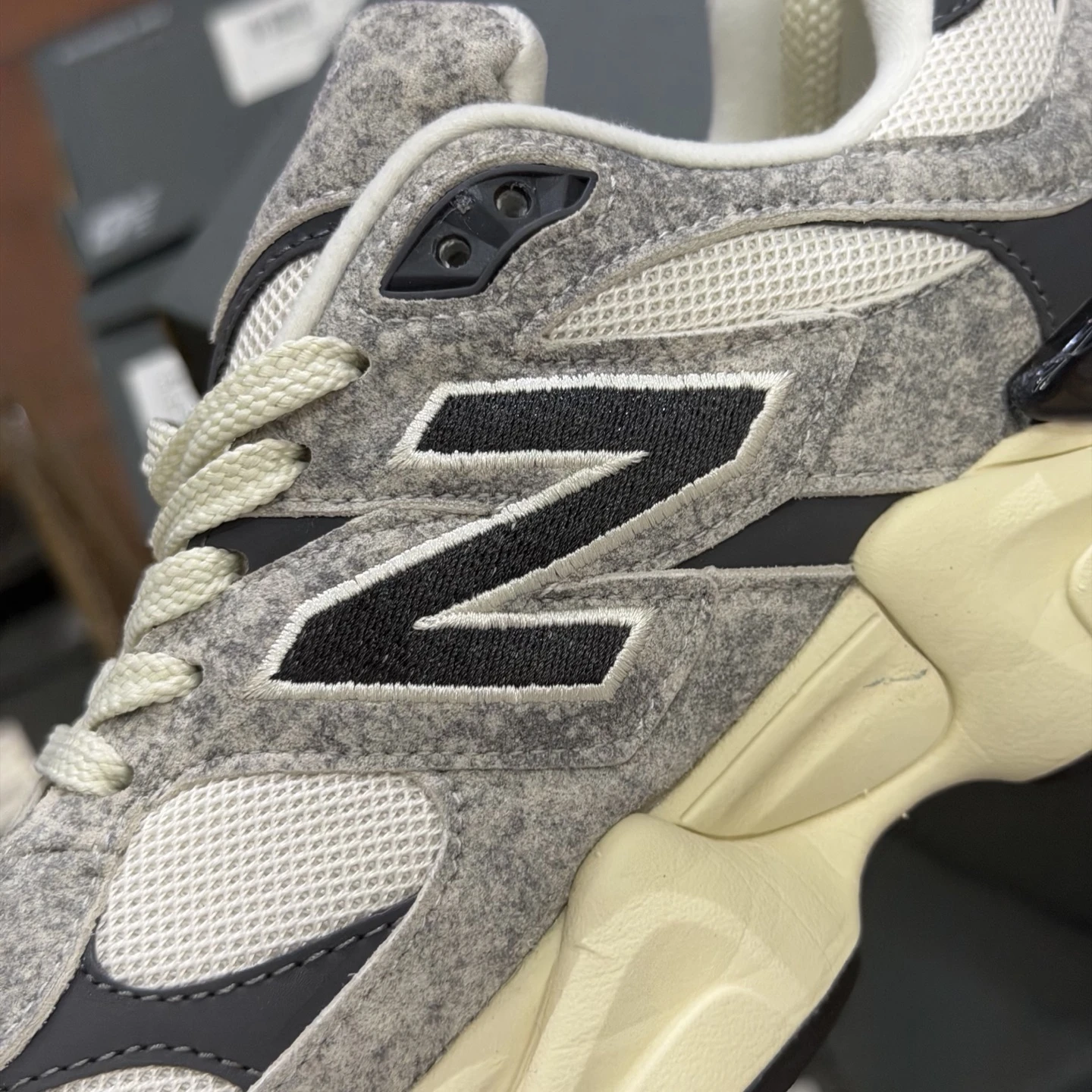 New Balance Chunky Runner Sneakers – Marble Grey, Cream & Black