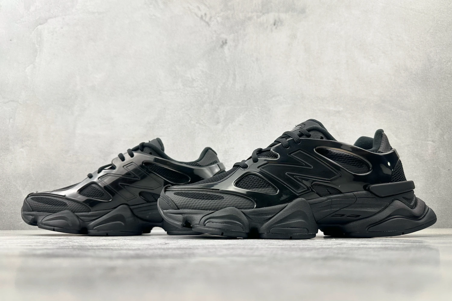 New Balance 9060 Stealth Gloss Triple Black Sneakers – Premium Futuristic Chunky Lifestyle Shoes With Oversized ABZORB Sole For Men & Women