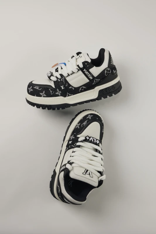 Louis Vuitton Monogram Trainer Sneakers – Black & White Luxury Streetwear Shoes