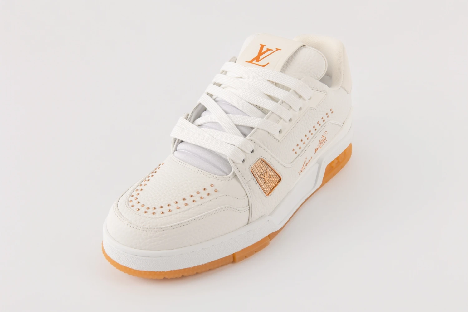 Louis Vuitton White Orange Luxury Sneakers