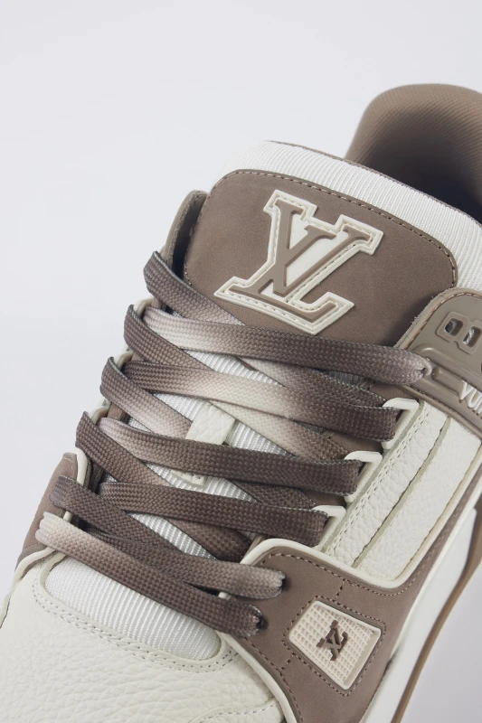 Louis Vuitton Taupe & White Luxury Low-Top Sneakers