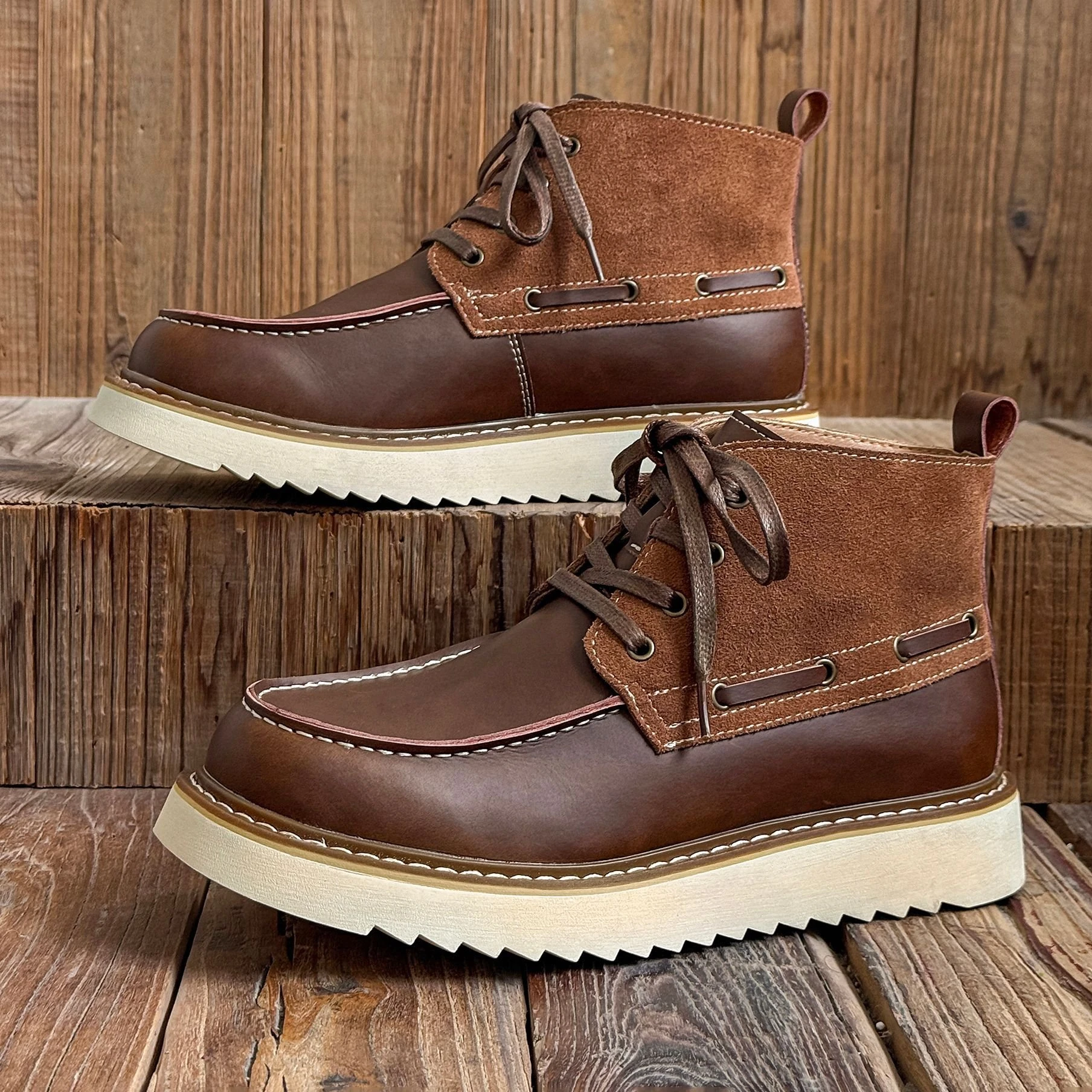 Handmade Men’s Leather Ankle Boots - Vintage British Style Outdoor Boots