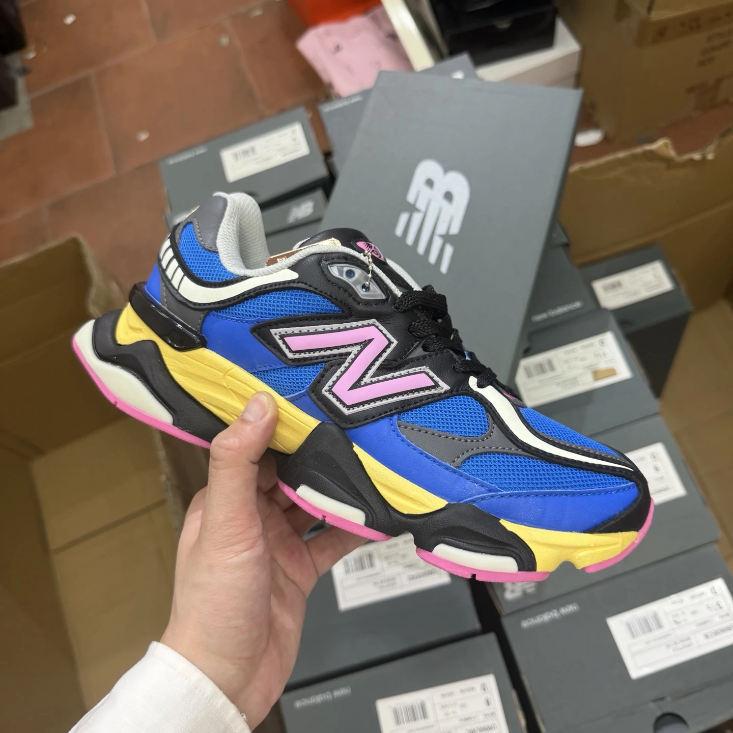 New Balance Chunky Runner Sneakers – Royal Blue, Pink, Yellow & Black