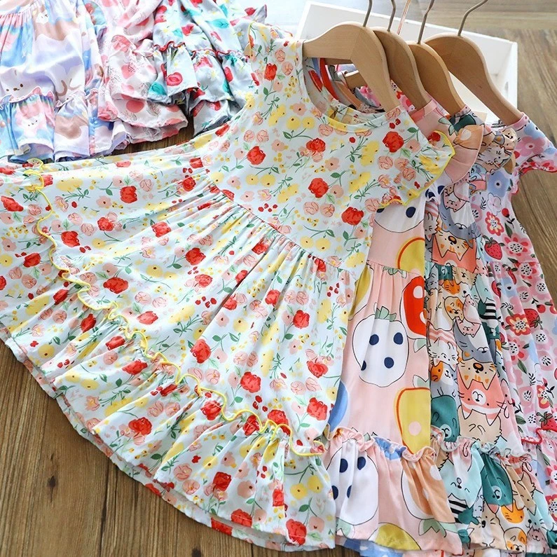 Cute Floral Print Summer Dress for Girls | Toddler & Kids Casual Beach Party Outfit