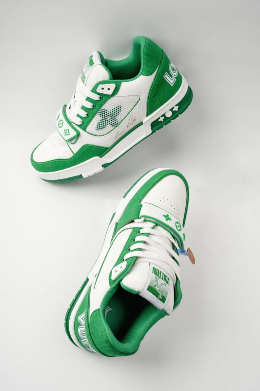 Louis Vuitton Monogram Green and White Luxury Designer Sneakers