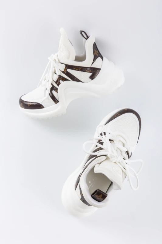 Louis Vuitton Archlight Monogram Sneakers – White Brown Luxury Platform Shoes