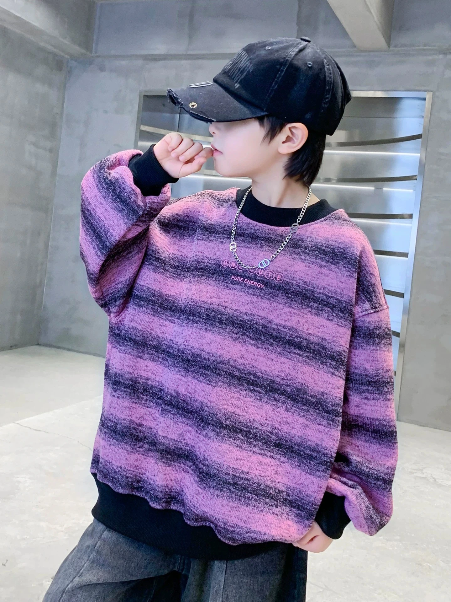 Kids Striped Crewneck Sweater - Cozy Cotton Blend for Boys & Girls