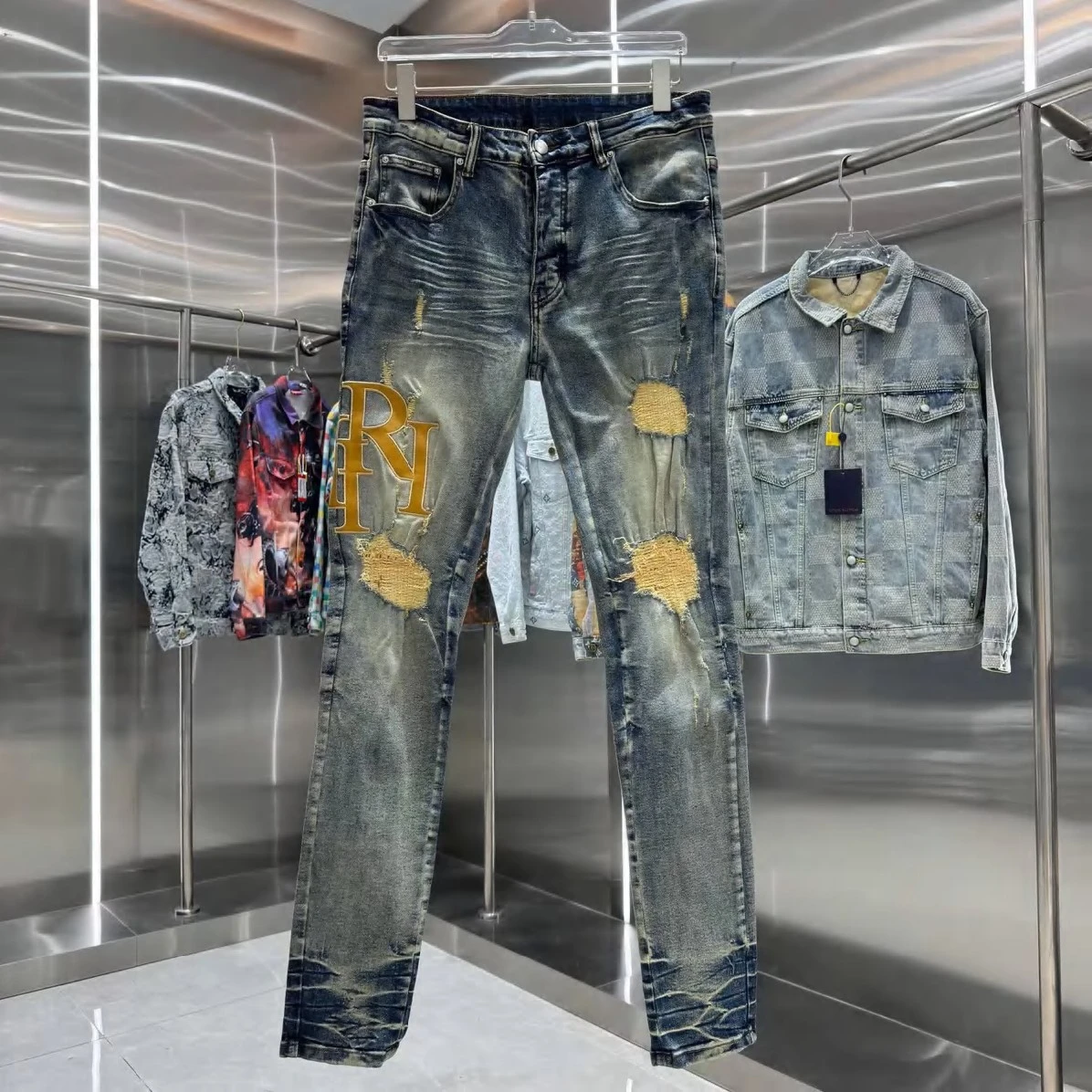 Amiri Men's Slim Fit Distressed Black Denim Jeans