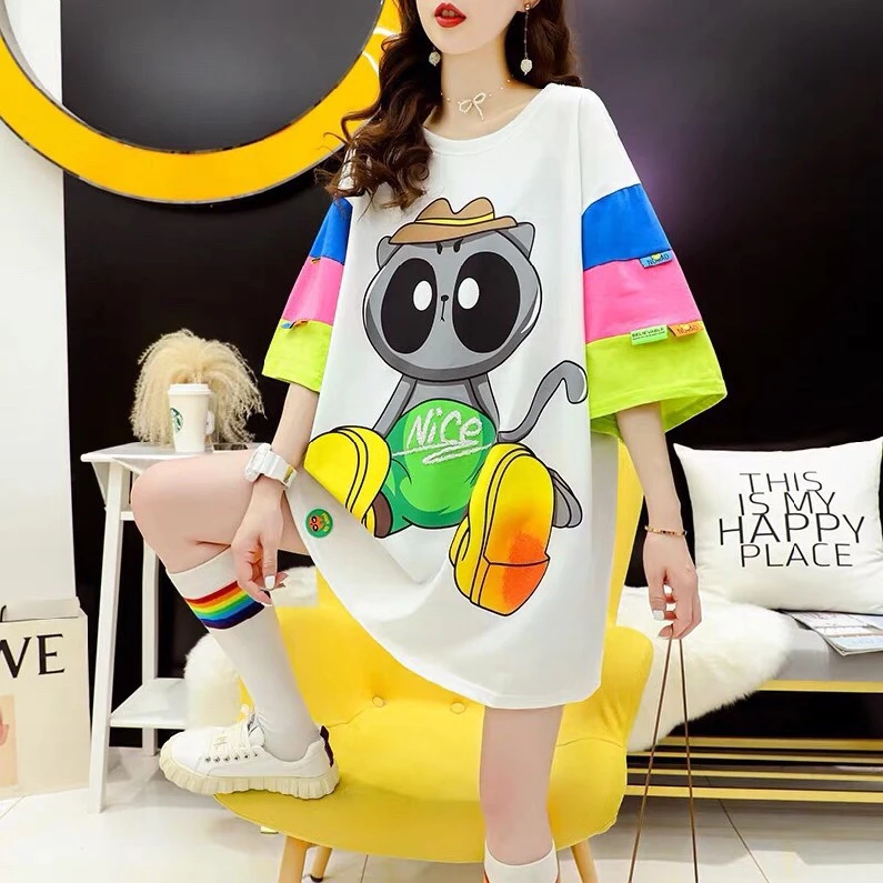 Oversized Cartoon Graphic T-Shirt for Women - Cute & Comfy Streetwear