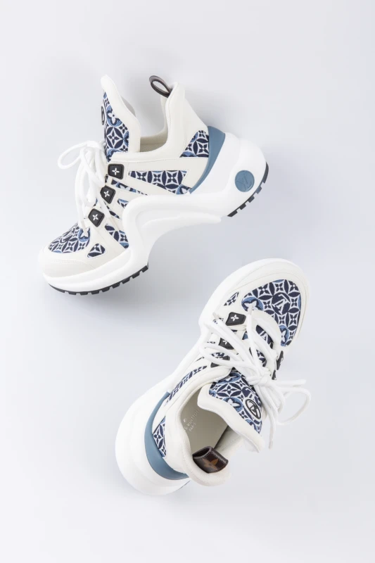 Louis Vuitton Archlight Pattern Sneakers – White Blue Luxury Platform Shoes