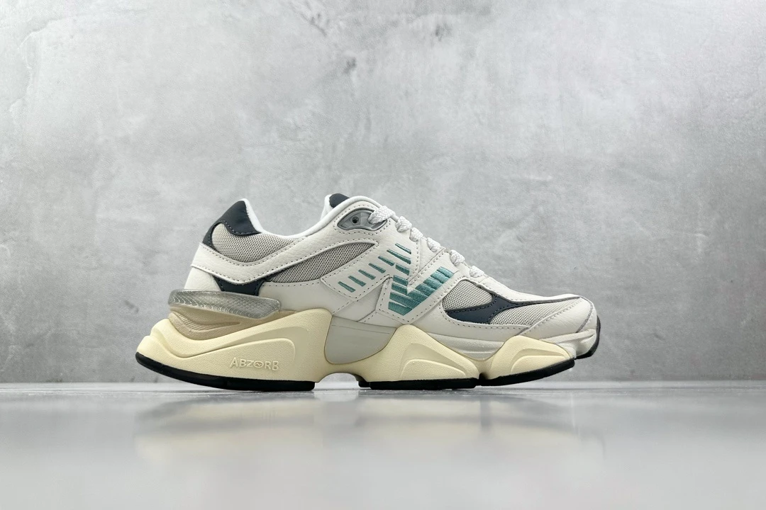 New Balance 9060 White Teal Chunky Sneakers – Premium ABZORB Retro Lifestyle Shoes With Futuristic Streetwear Design For Men & Women