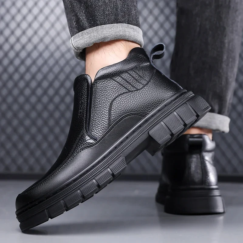 Men’s Winter High-Top Chelsea Dress Boots with Plush Lining