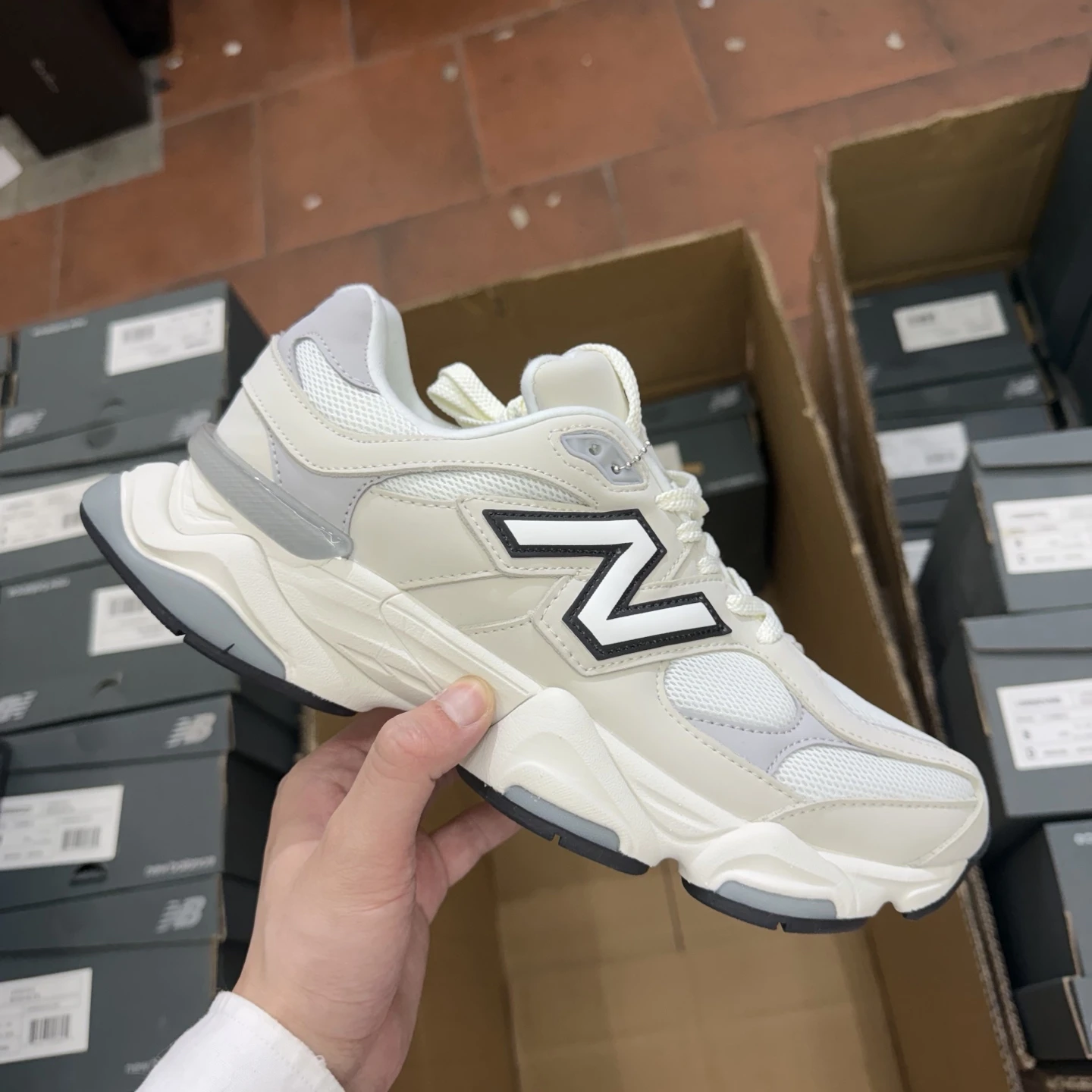 New Balance 9060 “Ivory Stone” Chunky Sneakers – Cream White  Colors