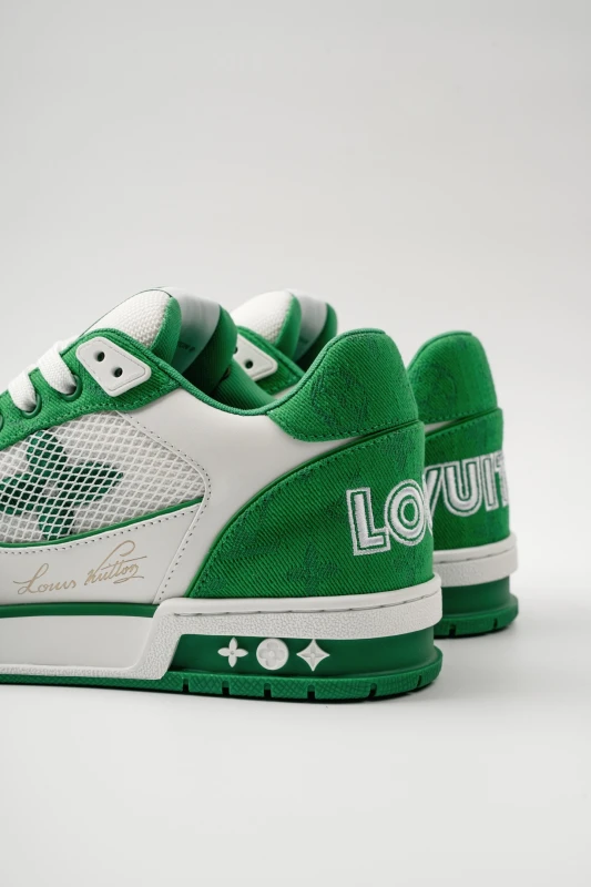 Louis Vuitton Monogram Green and White Luxury Designer Sneakers