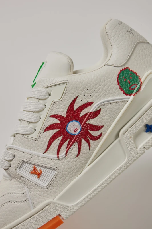 Louis Vuitton White Multi-Color Floral Artistic Low-Top Sneakers