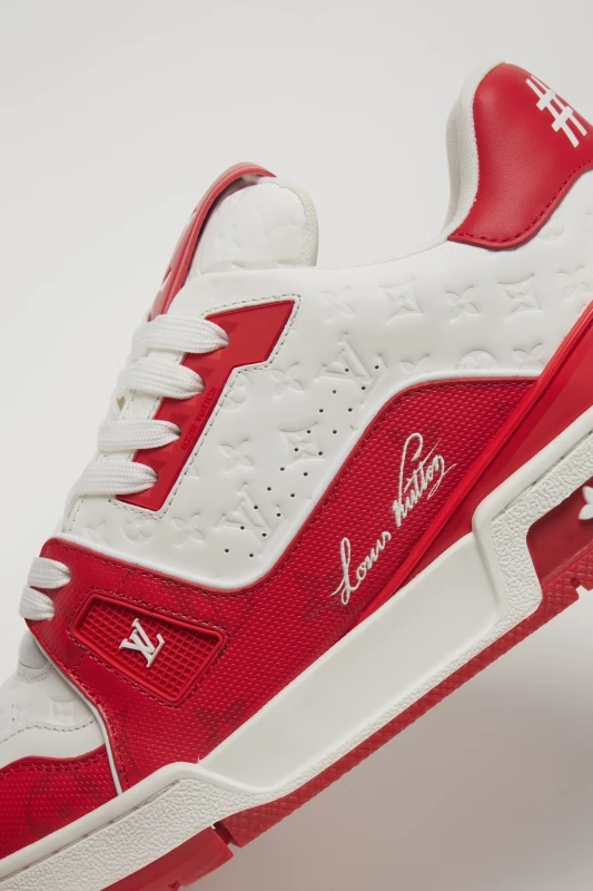 Louis Vuitton Red & White Luxury Low-Top Sneakers