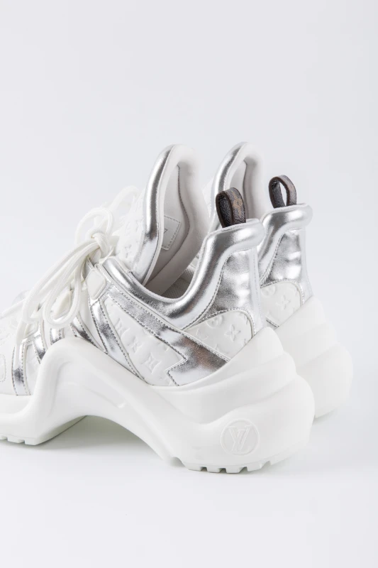 Louis Vuitton Metallic Silver Archlight Sneakers – Ice Chrome Platform Trainers