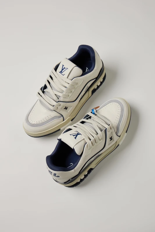 Louis Vuitton White & Navy Blue Luxury Casual Sneakers