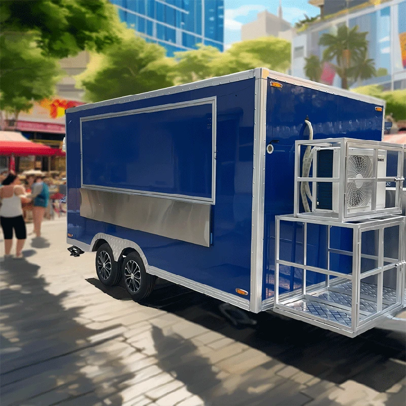 Premium Blue Mobile Food Trailer with Dual Axle Kitchen Setup