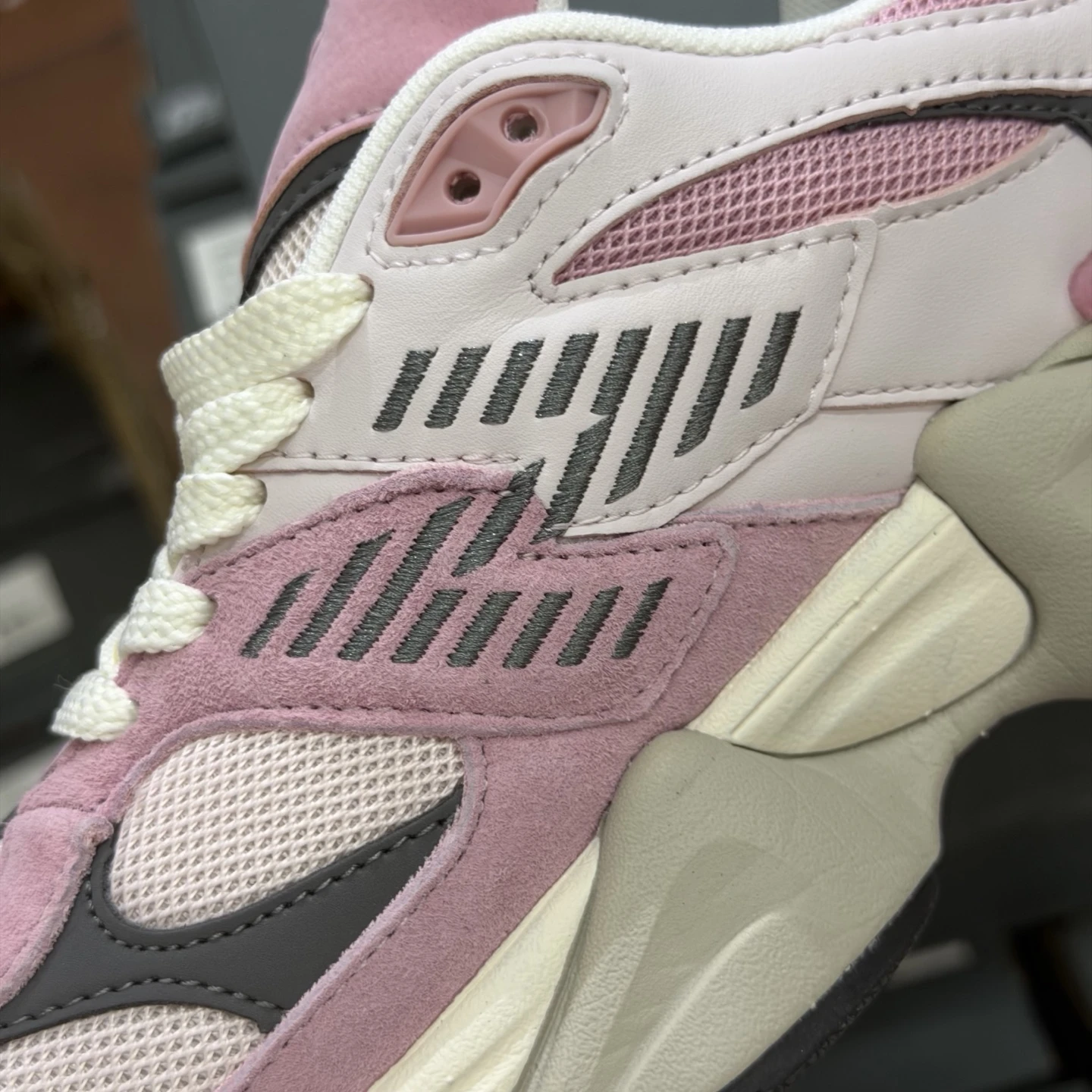 New Balance Pink, Grey & Cream Chunky Runner Sneakers