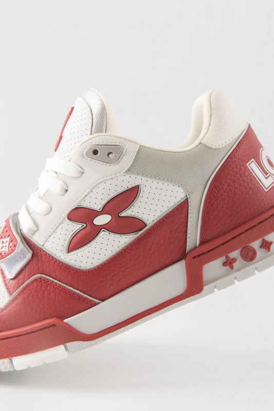 Louis Vuitton Red and White Monogram Strap Luxury Sneakers