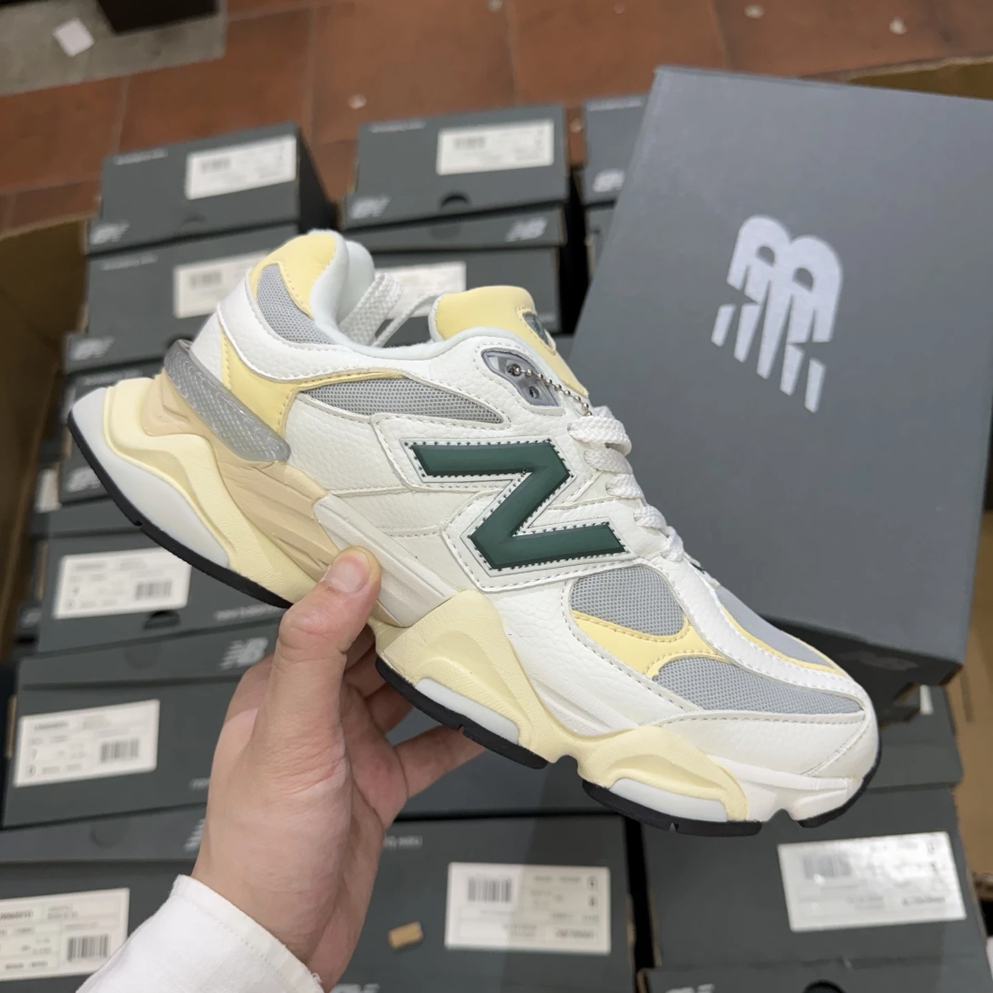 New Balance White Forest Chunky Sneakers
