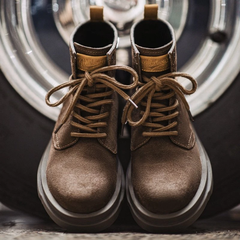 Men's Vintage Brown Suede High-Top Winter Work Boots