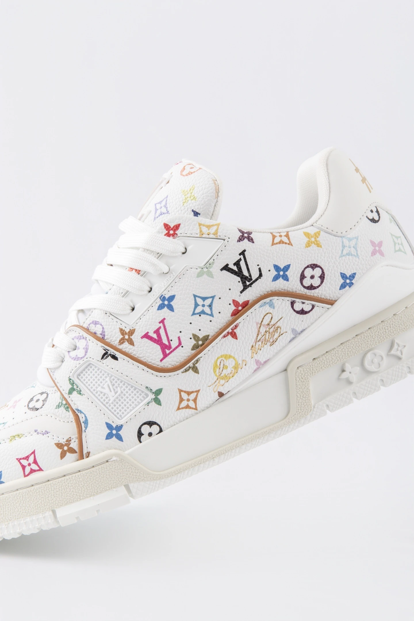 Louis Vuitton White Multicolor Monogram Low-Top Luxury Fashion Sneakers for Men & Women