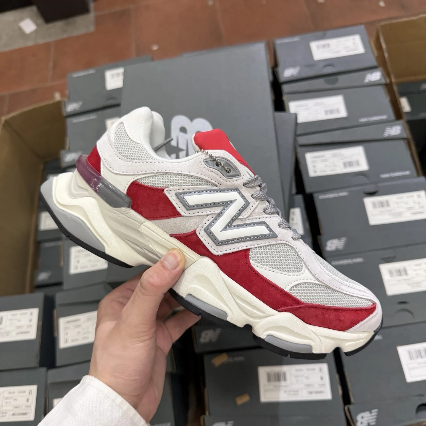 New Balance Crimson Silver Chunky Sneakers